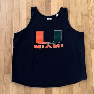 Vintage Miami Hurricanes Tank Top 90s Waffle Knit Made In USA Black Baggy Large